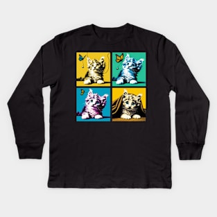 American Curl Pop Art - Cute Kitties Kids Long Sleeve T-Shirt